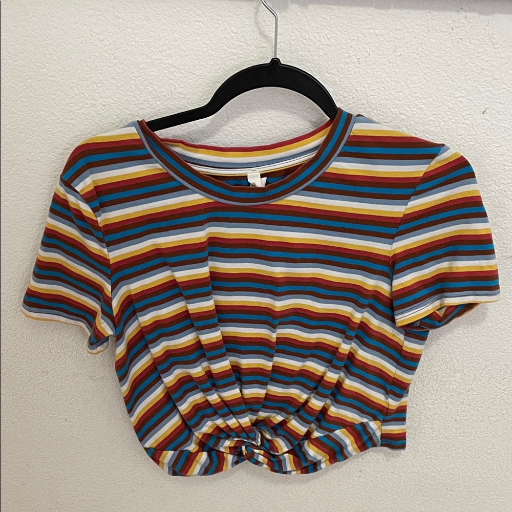🛹 Striped Multicolor Women's Crop Top - Large